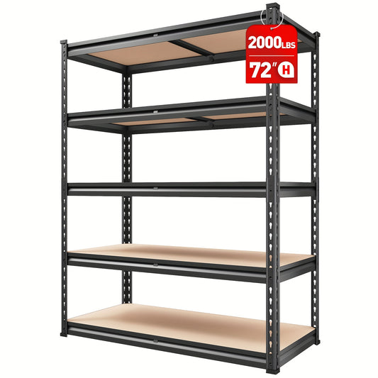 2000LBS Garage Shelving 72''H Storage Shelves Heavy Duty Shelving 5 Tier Metal Shelves For Garage Shelves 35.5"W X72"H X 15.8"D, Galvanized Adjustable Shelving Unit For Basement Pantry Utility Rack Shelf, Garage Storage Shelv