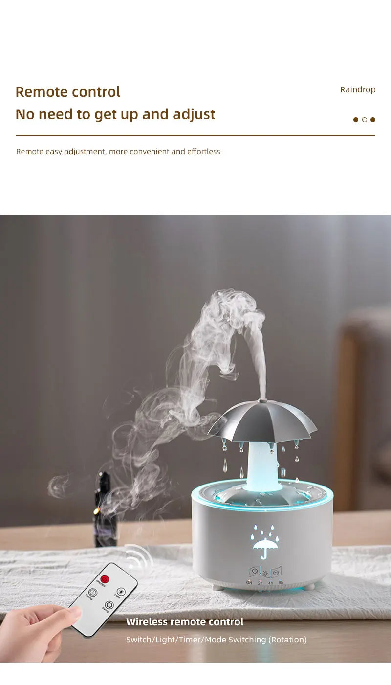 Creative Umbrella Water Drop Air Humidifier with Colorful Light Raindrop Aroma Essential Oil Diffuser Aromatherapy Humidifier